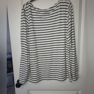 J. Crew Black and White Striped Long Sleeve Tee